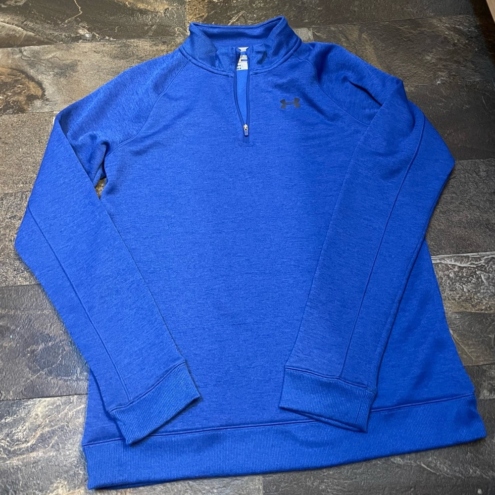 Under Armour Blue Zip Up Sweater with Stand-Up Collar